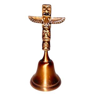 Vintage Century Canada Totem Pole Copper Collectible Bell 4.5” High Clear Ring